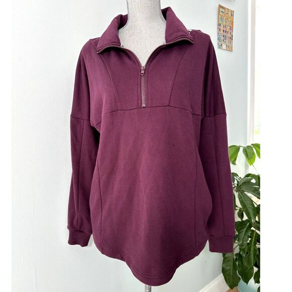 Victoria's Secret Pink Burgundy Pullover Half Zip Sweatshirt Jacket size XS - Picture 2 of 10